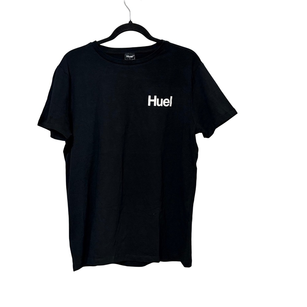 Huel Mens Black Logo Graphic Short Sleeve Crew Neck T-Shirt Size L